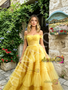 Shop 2026 ANNAKOO Yellow Off The Shoulder Layer Ruffles A Line Prom Dress Under 299