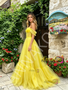 Shop 2026 ANNAKOO Yellow Off The Shouler Tulle Ruffles A Line Prom Dress Under 198