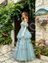 Shop 2026 ANNAKOO Puffy Sleeves Blue Tulle Layer A Line Beading Prom Dress Under 229