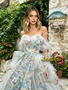 Shop 2026 ANNAKOO Blue Sweetheart A Line Ruffles Floral Prom Dress Under 439