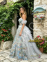 Shop 2026 ANNAKOO Blue Sweetheart A Line Ruffles Floral Prom Dress Under 439