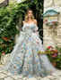 Shop 2026 ANNAKOO Blue Sweetheart A Line Ruffles Floral Prom Dress Under 439
