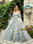 Shop 2026 ANNAKOO Blue Sweetheart A Line Ruffles Floral Prom Dress Under 439