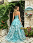 Shop 2026 ANNAKOO Blue Sweetheart Ruffles A Line Floral Layers Prom Dress Under 239