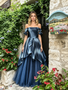 Shop 2026 ANNAKOO Off The Shoulder Tulle Blue A Line Prom Dress Under 198