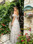 Shop 2026 ANNAKOO Blue Flower Print A Line Tulle Off The Shoulder Prom Dress Under 178