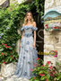 Shop 2026 ANNAKOO Blue Off The Shoulder Tulle Flowers A Line Prom Dress Under 198