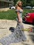 Shop 2026 ANNAKOO Gray Off The Shouler Feather Trumpet Mermaid Appliques Prom Dress Under 497
