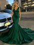 Shop 2026 ANNAKOO Dark Green V Neck Trumpet Mermaid Satin Prom Dress Under 169