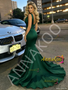 Shop 2026 ANNAKOO Dark Green V Neck Trumpet Mermaid Satin Prom Dress Under 169