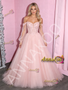 Shop 2026 ANNAKOO Long Sleeve Off The Shoulder Pink A Line Tulle Prom Dress Under 198