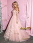 Shop 2026 ANNAKOO Long Sleeve Off The Shoulder Pink A Line Tulle Prom Dress Under 198