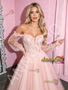 Shop 2026 ANNAKOO Long Sleeve Off The Shoulder Pink A Line Tulle Prom Dress Under 198