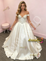 Shop 2026 ANNAKOO Beige Off The Shouler Beading A Line Satin Prom Dress Under 198