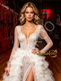 Shop 2026 ANNAKOO Long Sleeve V Neck Sequin A Line White Prom Dress With Slit Under 349