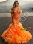 Shop 2026 ANNAKOO Halter Orange Tulle Trumpet Mermaid Prom Dress Under 399