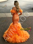 Shop 2026 ANNAKOO Halter Orange Tulle Trumpet Mermaid Prom Dress Under 399