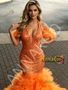 Shop 2026 ANNAKOO Halter Orange Tulle Trumpet Mermaid Prom Dress Under 399