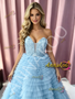 Shop 2026 ANNAKOO Blue Sweetheart Tulle Flower A Line Prom Dress Under 278