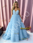 Shop 2026 ANNAKOO Blue Sweetheart Tulle Flower A Line Prom Dress Under 278