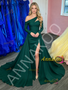 Shop 2026 ANNAKOO Deep Green Off The Shoulder Satin Prom Dress With Slit Under 249