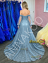 Shop 2026 ANNAKOO Off The Shoulder Trumpet Mermaid Blue Lace Prom Dress With Slit Under 265