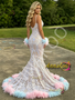 Shop 2026 ANNAKOO Sequin Spaghetti Straps White Feather Trumpet Mermaid Prom Dress Under 339
