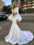Shop 2026 ANNAKOO White Cut Out Beading Trumpet Mermaid Long Sleeve Prom Dress Under 299