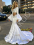 Shop 2026 ANNAKOO White Cut Out Beading Trumpet Mermaid Long Sleeve Prom Dress Under 299