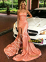 Shop 2026 ANNAKOO Sequin Strapless Orange Sheath Column Prom Dress With Slit Under 189
