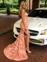 Shop 2026 ANNAKOO Sequin Strapless Orange Sheath Column Prom Dress With Slit Under 189