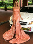 Shop 2026 ANNAKOO Sequin Strapless Orange Sheath Column Prom Dress With Slit Under 189