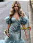 Shop 2026 ANNAKOO Blue Off The Shoulder Ruffles Trumpet Mermaid Prom Dress Under 289