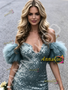 Shop 2026 ANNAKOO Blue Off The Shoulder Ruffles Trumpet Mermaid Prom Dress Under 289