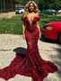 Shop 2026 ANNAKOO Feather Off The Shoulder Mermaid Burgundy Spandex Prom Dress Under 379
