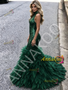 Shop 2026 ANNAKOO Dark Green Halter Trumpet Mermaid Ruffles Sequin Prom Dress Under 289