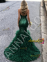 Shop 2026 ANNAKOO Dark Green Halter Trumpet Mermaid Ruffles Sequin Prom Dress Under 289