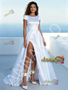 simple satin wedding dress with side slit