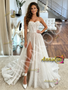 sparkly a-line wedding dress with side slit