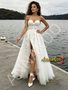 Shop 2026 ANNAKOO Spaghetti Straps Tulle A Line Appliques Wedding Dress With Slit Under 259