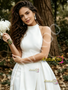 Shop 2026 ANNAKOO Halter Satin A Line High Low Wedding Dress With Slit Under 179