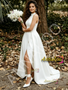 Shop 2026 ANNAKOO Halter Satin A Line High Low Wedding Dress With Slit Under 179