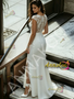Shop 2026 ANNAKOO Scoop Lace Sheath Column Tulle Wedding Dress With Slit Under 239