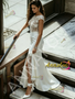 Shop 2026 ANNAKOO Scoop Lace Sheath Column Tulle Wedding Dress With Slit Under 239