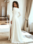 Shop 2026 ANNAKOO Long Sleeve Spandex Chiffon Scoop A Line Wedding Dress With Slit Under 179