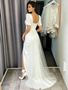 Shop 2026 ANNAKOO Square Short Sleeve A Line Satin Tulle Wedding Dress With Slit Under 178