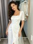 Shop 2026 ANNAKOO Square Short Sleeve A Line Satin Tulle Wedding Dress With Slit Under 178