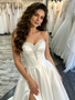 Sweetheart A Line Beading Satin Wedding Dress With Slit