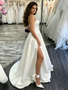 Sweetheart A Line Beading Satin Wedding Dress With Slit