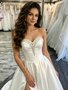 Sweetheart A Line Beading Satin Wedding Dress With Slit